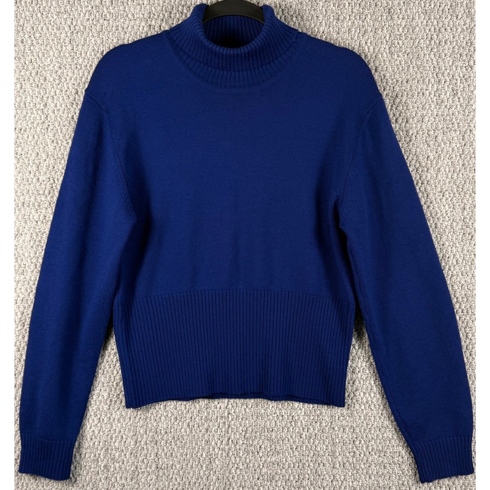 VTG 90s Jones New York Merino Wool Turtleneck Sweater Womens M Blue Australia